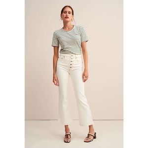 Rouje Bastille High Rise Bootcut Flare Cropped Jean White-27